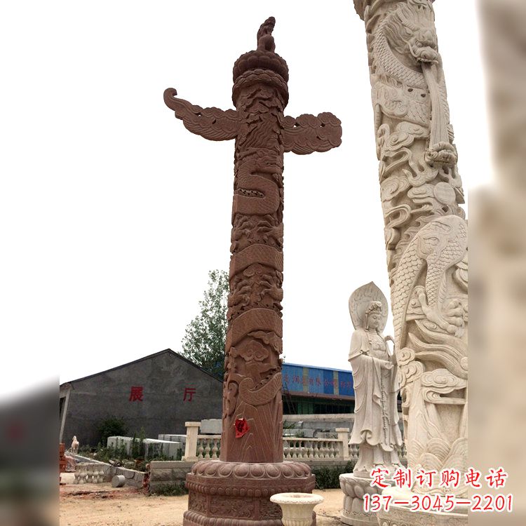 益阳晚霞红华表石柱