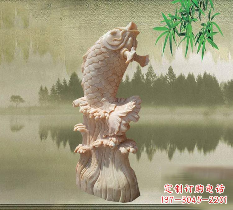益阳晚霞红鲤鱼石雕