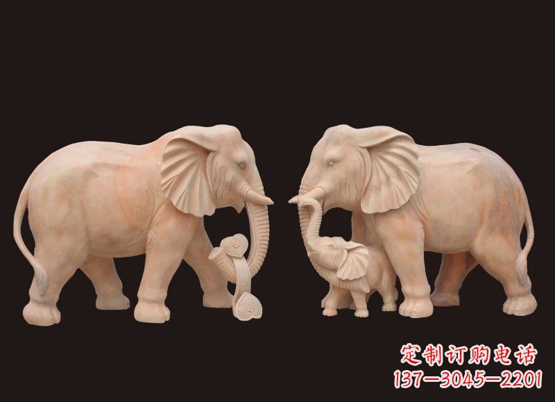 益阳晚霞红母子大象雕塑