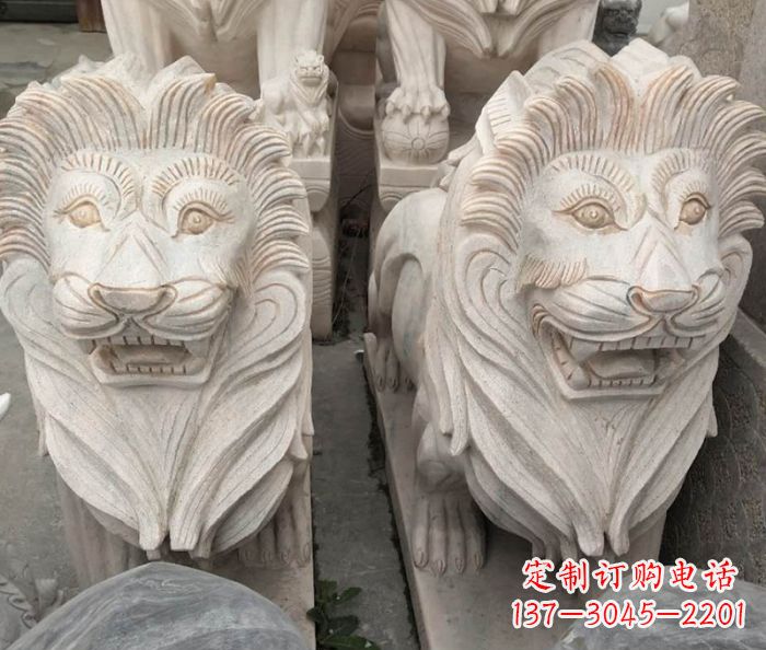 益阳晚霞红欧式狮子石雕 (2)