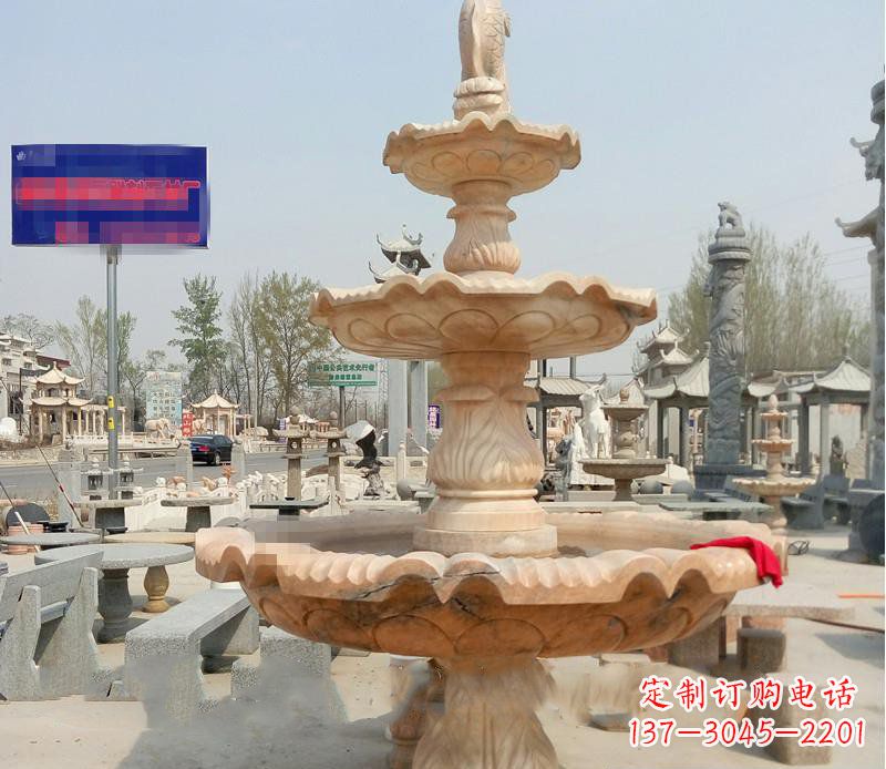 益阳晚霞红喷泉喷水盆石雕