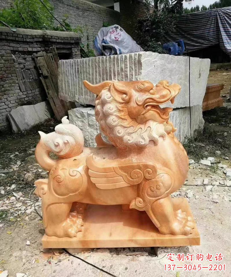益阳晚霞红貔貅雕塑1