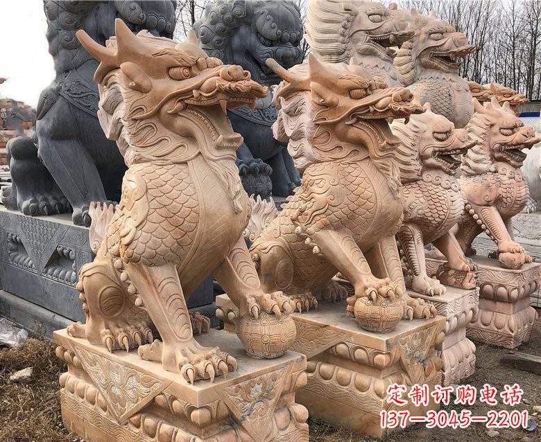 益阳晚霞红麒麟石雕 (2)