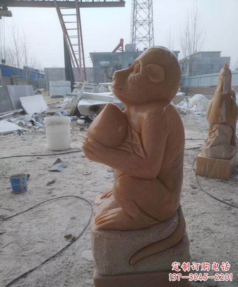 益阳晚霞红十二生肖动物石雕