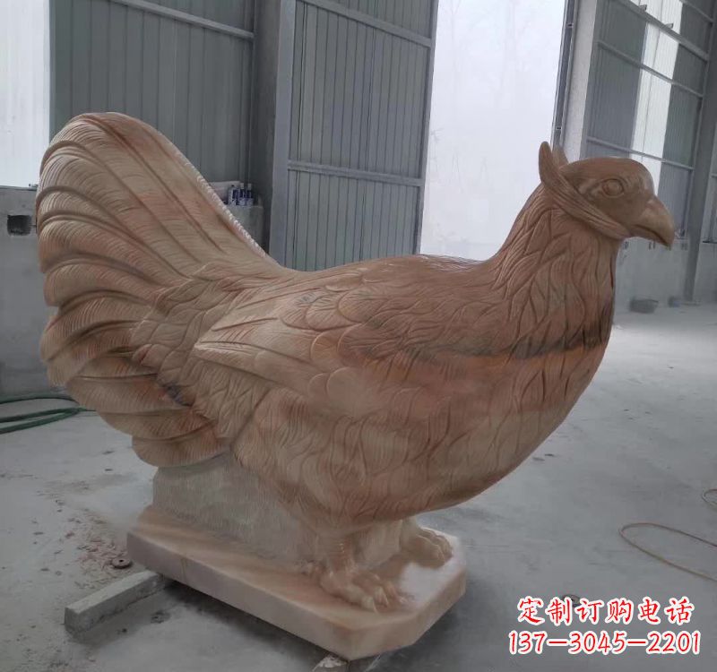 益阳晚霞红石雕母鸡