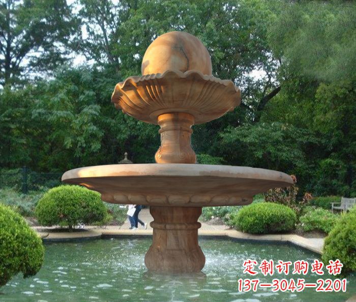 益阳晚霞红双层风水球喷泉公园石雕