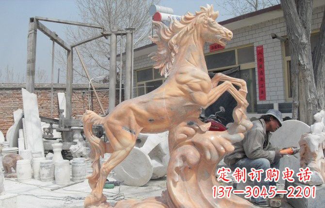 益阳晚霞红踏浪奔马石雕222