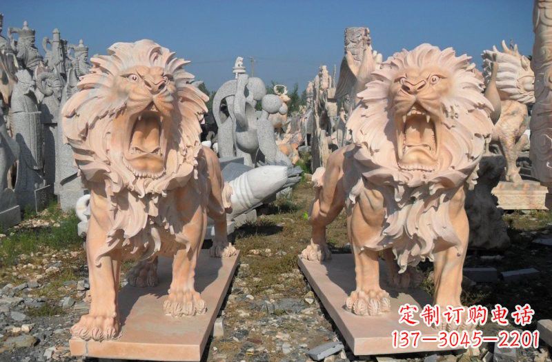 益阳晚霞红西洋狮子雕塑