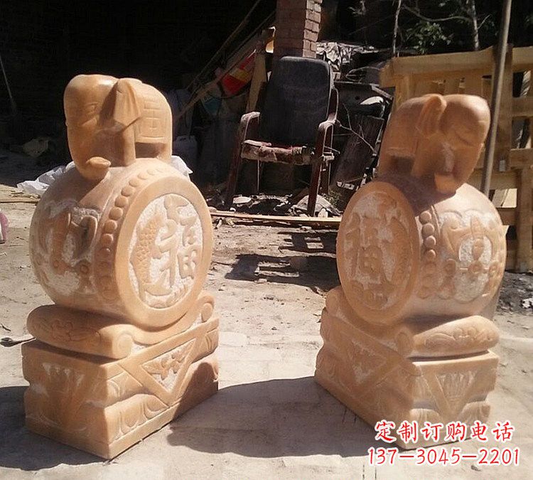益阳晚霞红小象门墩