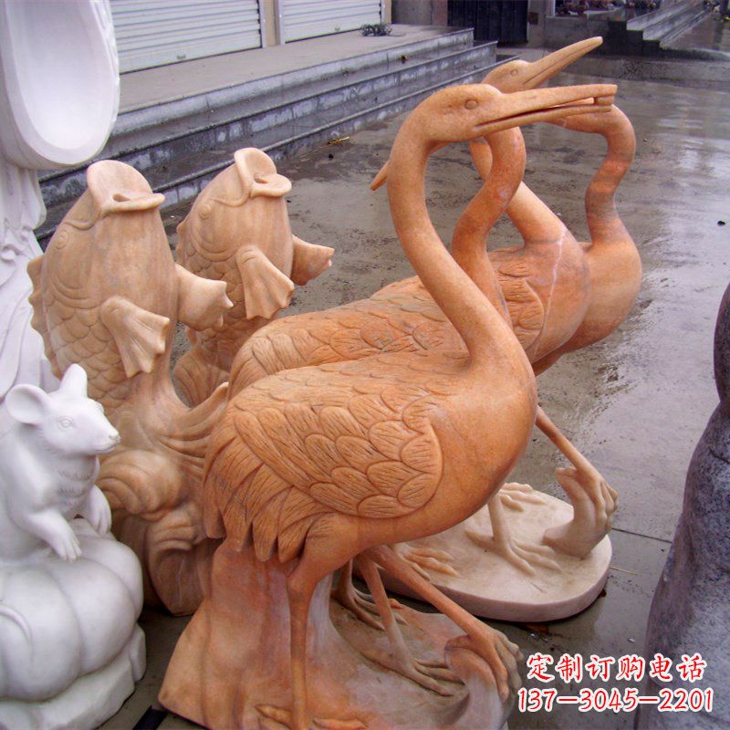 益阳晚霞红园林仙鹤石雕