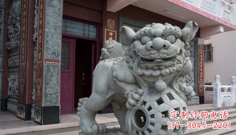 益阳网球狮石雕南方狮子雕塑