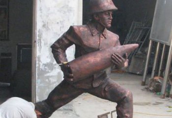 益阳铜雕炮弹战士，象征勇气和决心