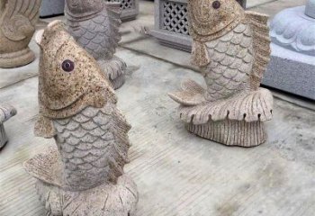 益阳花岗岩石雕-鲤鱼雕塑