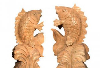 益阳中领雕塑：精美的鲤鱼喷水晚霞红石雕