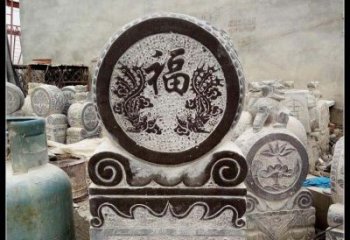 益阳青石凤凰浮雕抱鼓石，精致历久弥新
