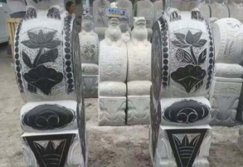 益阳中领雕塑推出的青石荷花浮雕门墩雕塑，使用…
