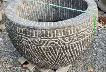 益阳精美青石莲花水缸雕塑
