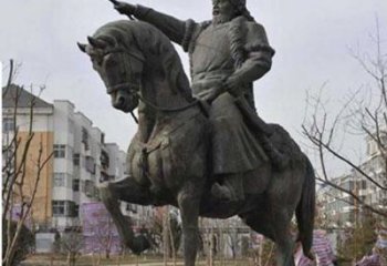 益阳精致雕刻成吉思汗青铜骑马