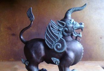 益阳传承中国神兽文化的独角兽铜雕塑
