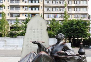 益阳尊贵古朴的古代诗人情景雕塑——杜甫雕塑