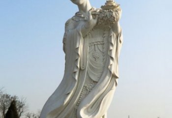 益阳古典美女雕塑——十二花神之四月牡丹杨玉环汉白玉
