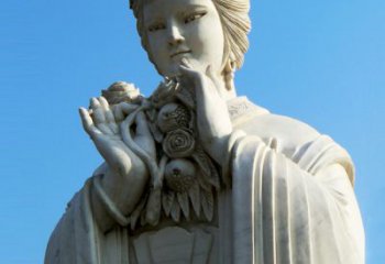 益阳石榴之美——十二花神之五月石榴李氏汉白玉古代美女雕像