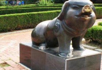 益阳古典中国十二生肖猪铜雕塑
