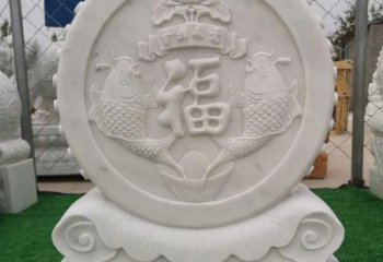 益阳装饰福字图案的雕塑石门墩