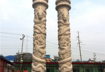 益阳石雕华表盘龙柱，雕塑工艺的精美展示
