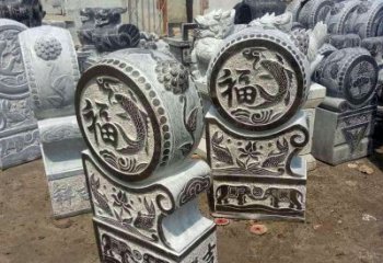 益阳石雕貔貅抱鼓门墩雕塑