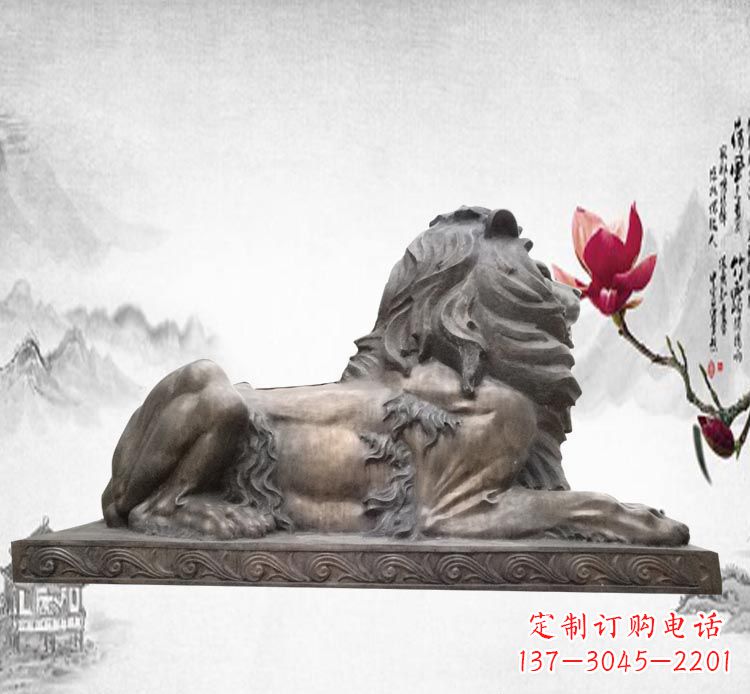 益阳卧着的西洋狮子铜雕