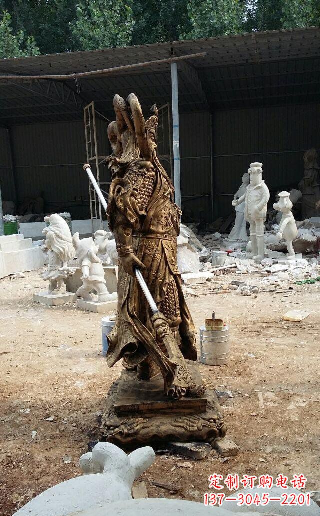 益阳武财神关公玻璃钢仿铜雕塑