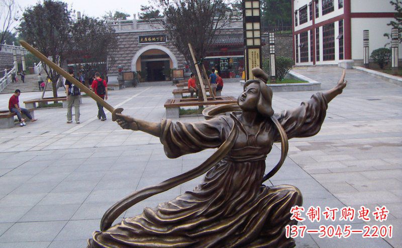 益阳舞剑的古代美女古代人物铜雕