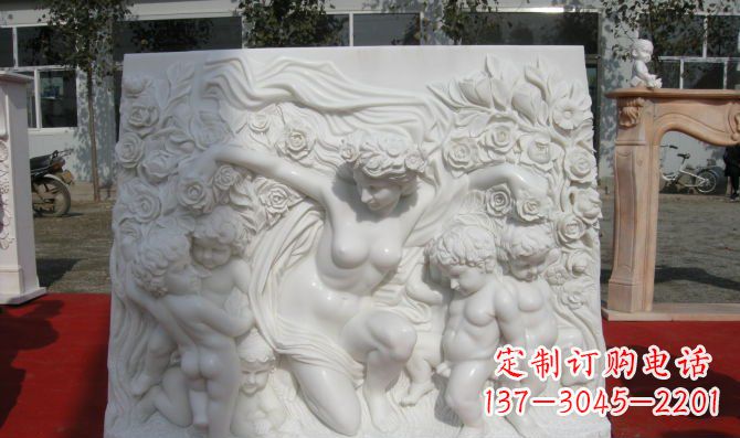 益阳西方女人与孩子汉白玉浮雕