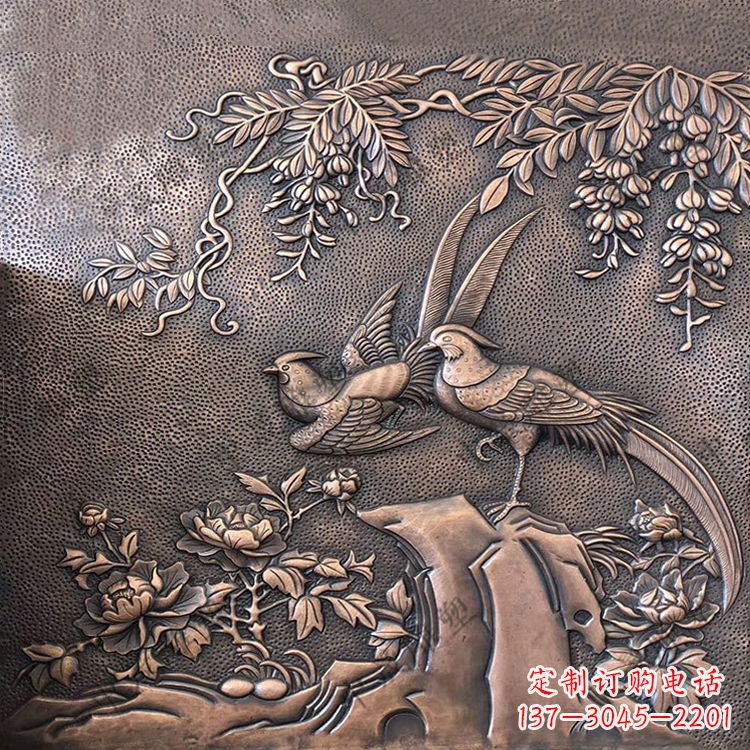 益阳喜鹊紫铜浮雕装饰画