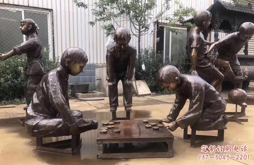 益阳下象棋儿童铜雕