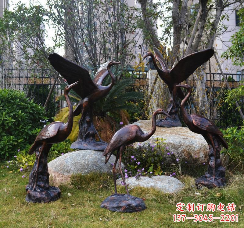 益阳仙鹤铜雕塑 (2)