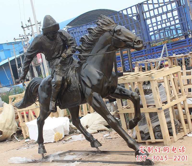 益阳现代骑马人物公园景观铜雕