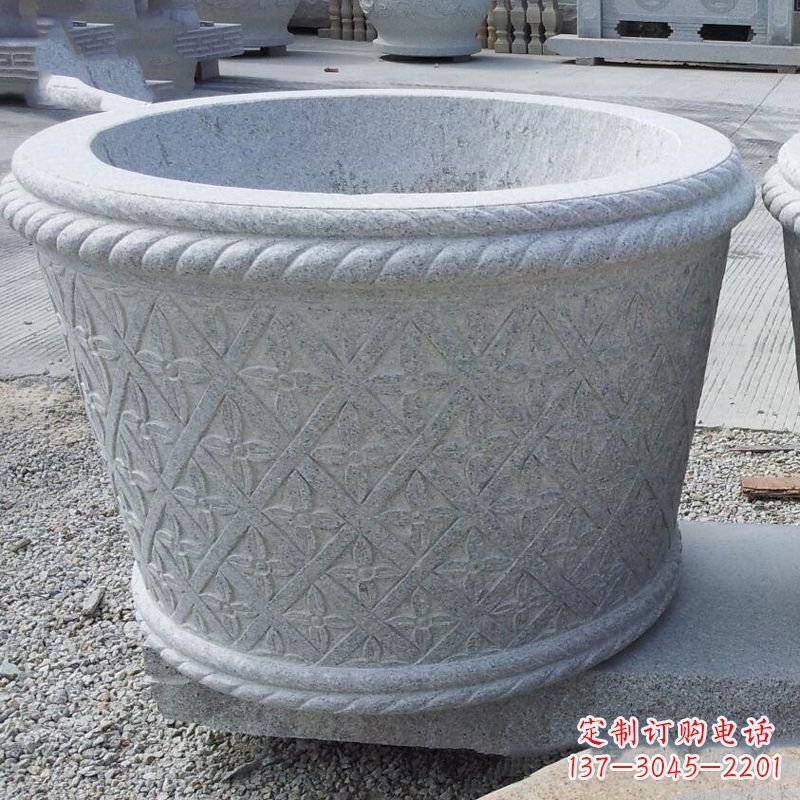 益阳现代石雕花盆雕塑