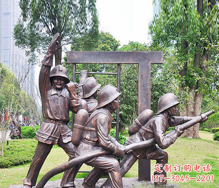 益阳消防员人物铜雕 (2)