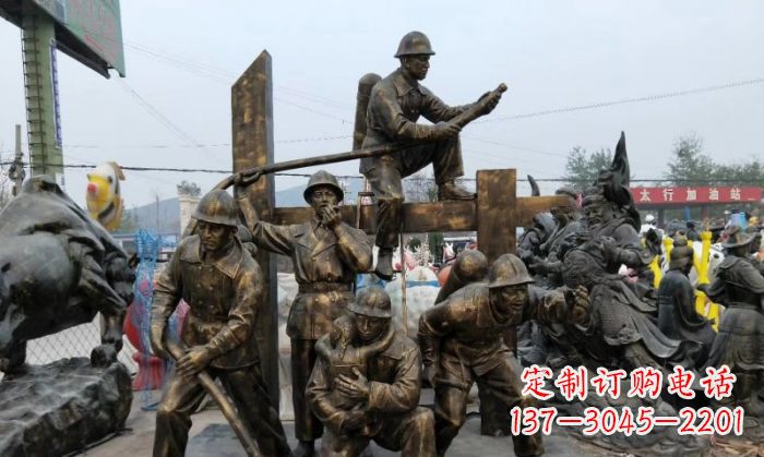 益阳消防战士人物铜雕