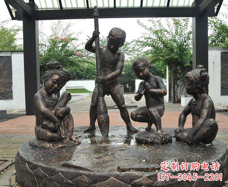 益阳小孩写大字铜雕小品