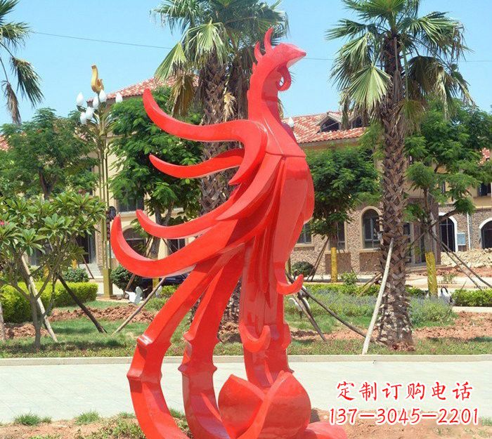 益阳小区抽象不锈钢凤凰雕塑