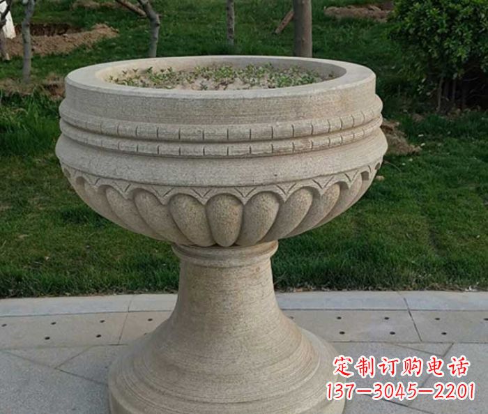 益阳小区大理石花盆摆件石雕