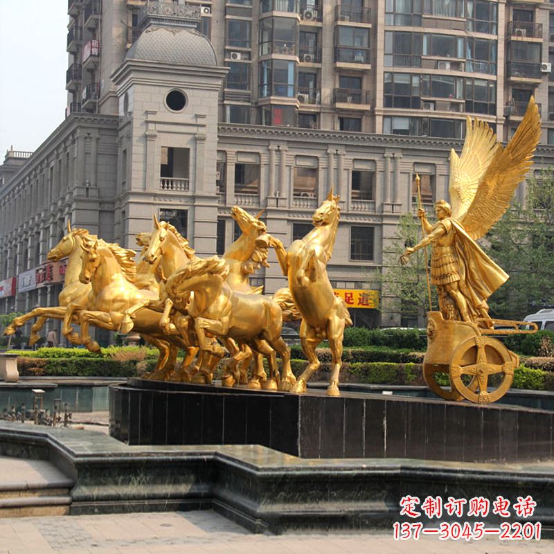 益阳小区大门阿波罗战车鎏金景观铜雕