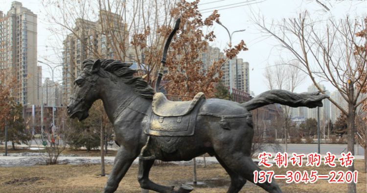 益阳小区动物奔跑的马铜雕