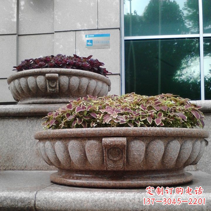 益阳小区花岗岩石雕花盆