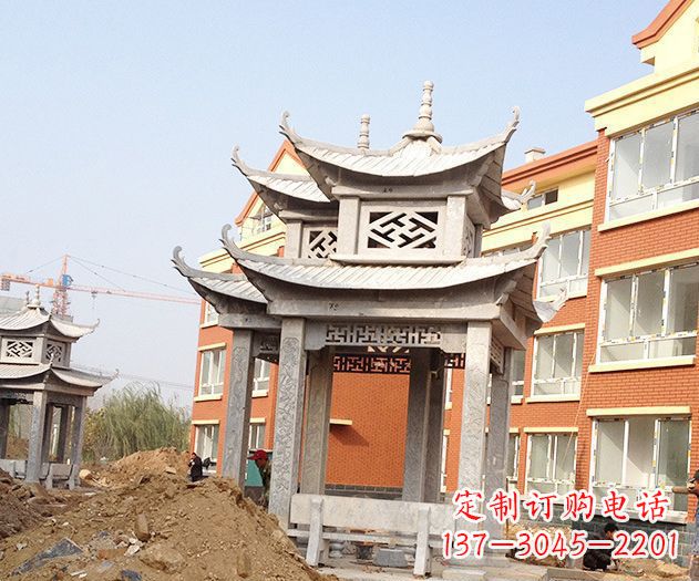 益阳小区景观大理石凉亭石雕