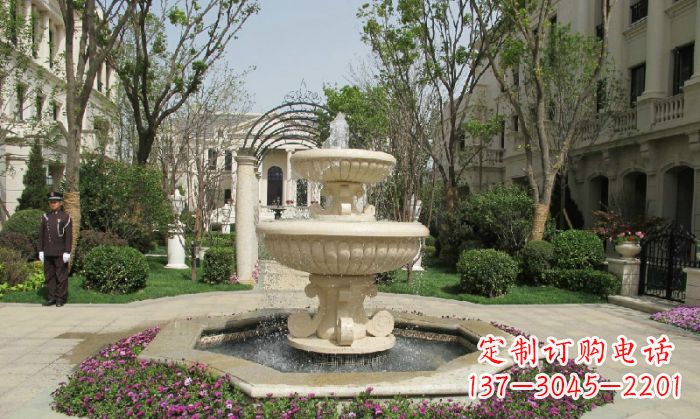 益阳小区景观大理石喷泉石雕 (7)