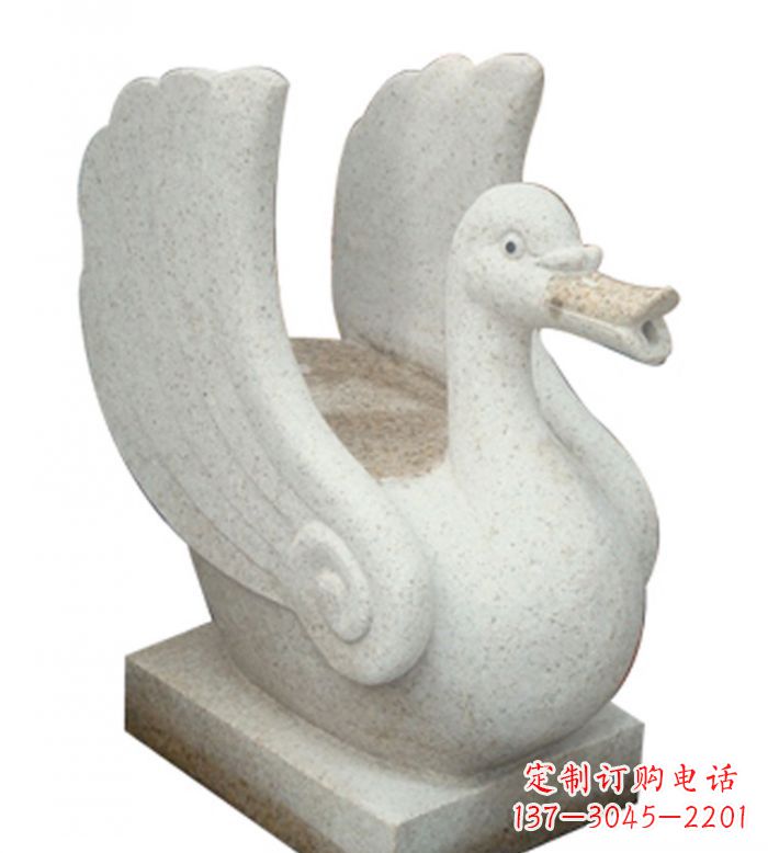 益阳小区景观大理石天鹅喷泉石雕 (2)